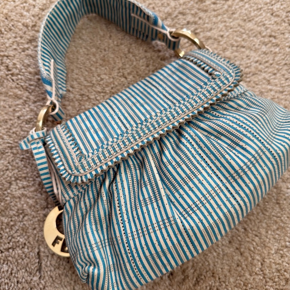 Fendi FF Turquoise Striped Mini Chef Bag - Picture 4 of 13